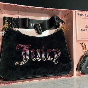 Juicy Couture Rhinestone Logo Shoulder Bag & Coin Purse Set – NWT